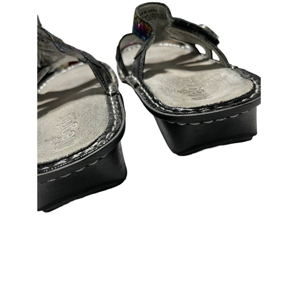 Alegria Wedge 3 Strap Sandals Glitter Multicolor Snake Rhinestone Sz 39 - Picture 5 of 8